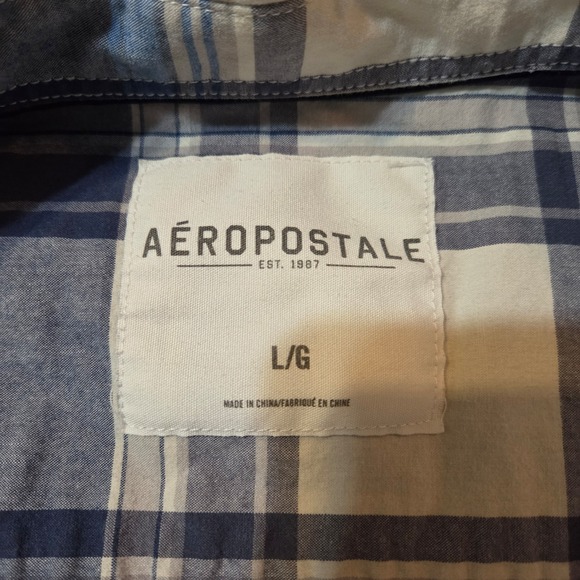 Aeropostale Button Down Shirt Men's Large Casual Plaid Long Sleeve Cotton - Picture 4 of 6